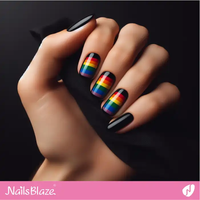 Men's Black Nails Flag Design | Pride | LGBTQIA2S+ Nails - NB2027